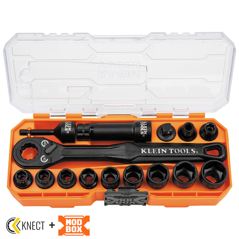 Klein Tools 8-1/2-Inch Drive Impact-Rated Pass Through Socket Set