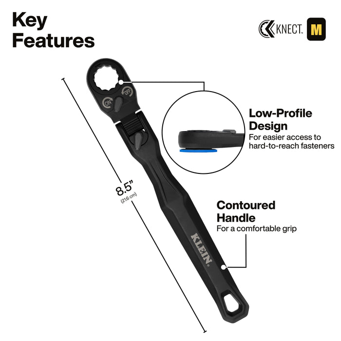Klein Tools KNECT(TM) Ratcheting 9-in-1 Low-Profile Socket Wrench Set