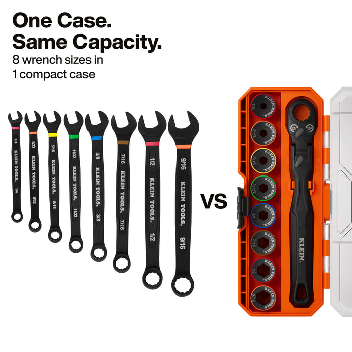 Klein Tools KNECT(TM) Ratcheting 9-in-1 Low-Profile Socket Wrench Set