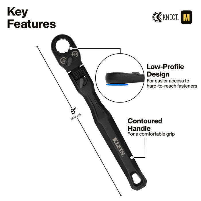Klein Tools KNECT(TM) Ratcheting 17-in-1 Low-Profile Socket Wrench Set