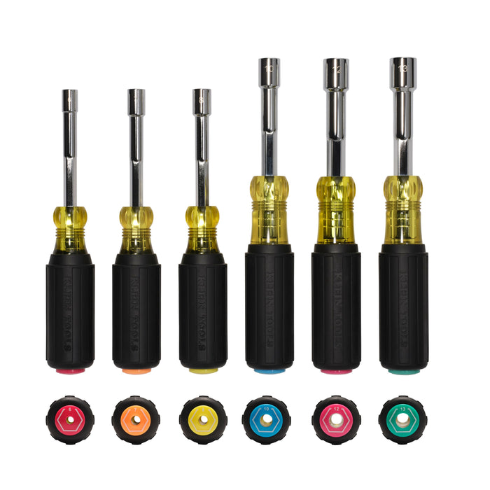 Klein Tools Metric Magnetic Color-Coded Hollow-Shaft Heavy-Duty Nut Driver Set, 6-Piece
