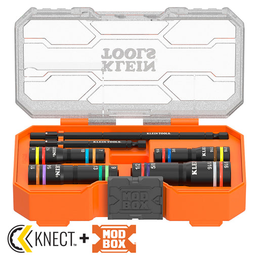 Klein Tools KNECT™ Quad-16 Heavy-Duty Impact Flip Sockets, SAE and Metric, 6-Piece