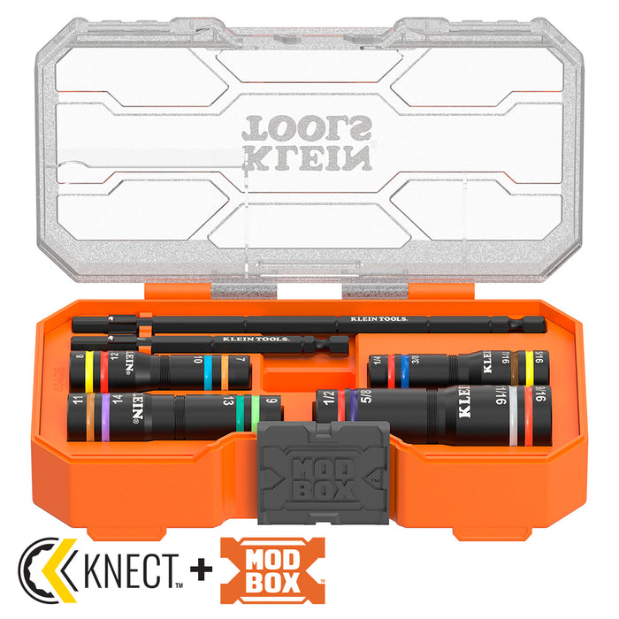 Klein Tools KNECT™ Quad-16 Heavy-Duty Impact Flip Sockets, SAE and Metric, 6-Piece