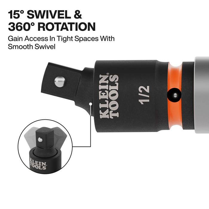 Klein Tools Impact Wrench Swivel Socket Adapter Set, 3-Piece