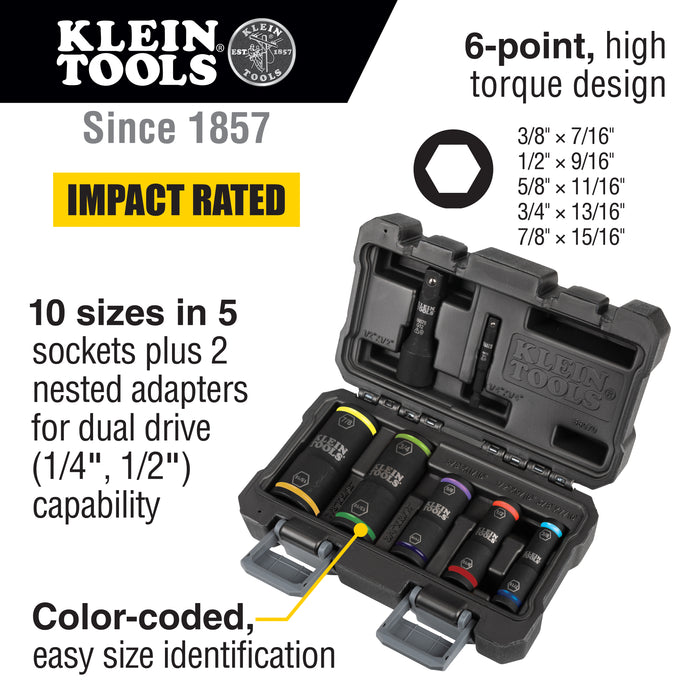 Klein Tools Flip Impact Socket Set, 7-Piece, Model 66070
