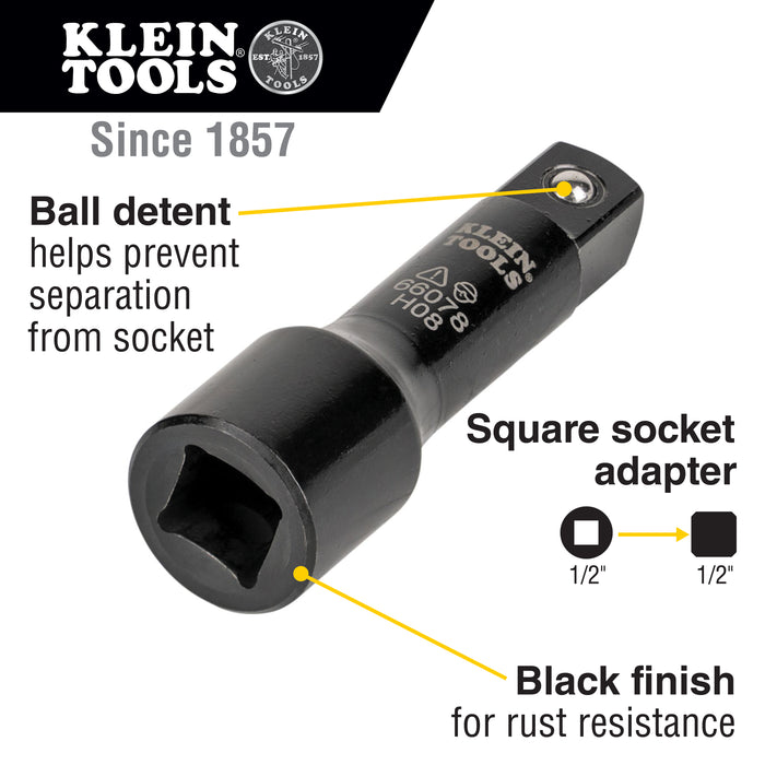 Klein Tools Flip Impact Socket Adapter, Large, 1/2 to 1/2-Inch, Model 66078*