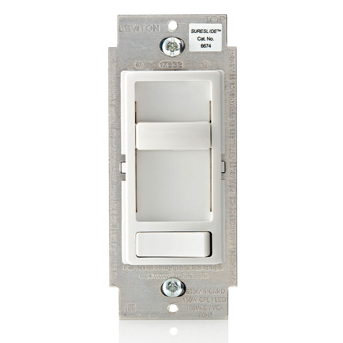 Variateur universel à glissière Leviton SureSlide avec préréglages, blanc