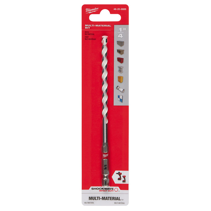 Milwaukee 1/4" x 4" x 6" SHOCKWAVE™ Impact Duty Carbide Multi-Material Drill Bit