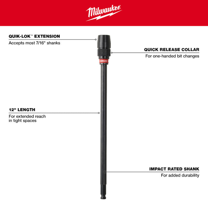 Milwaukee 12" x 7/16" Universal QUIK-LOK™ Extension