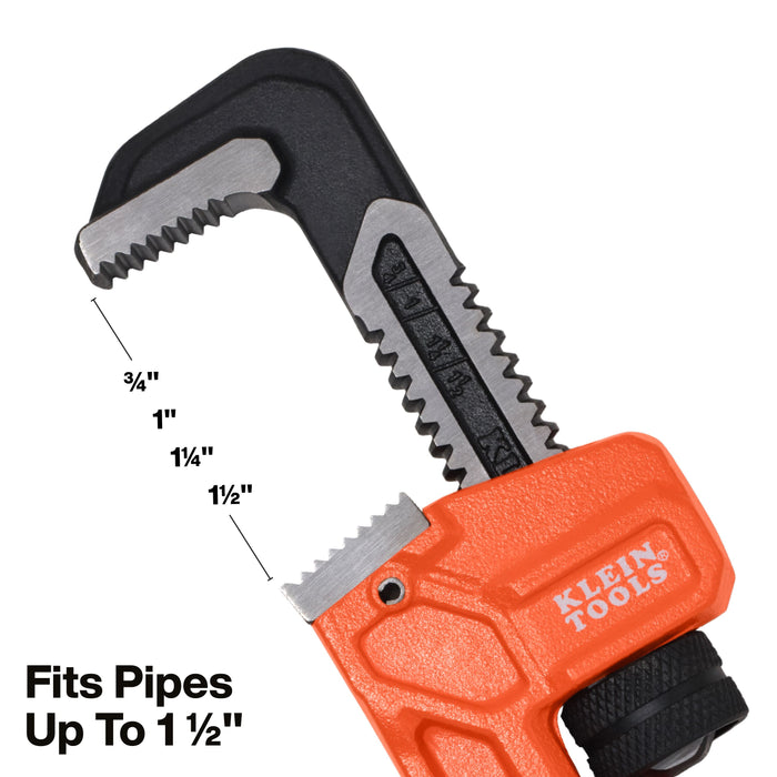 Klein Tools Adjustable Cast Iron Pipe Wrench, 10-Inch