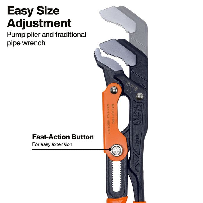 Klein Tools Quick-Adjust S-Jaw Pipe Wrench, 17-Inch