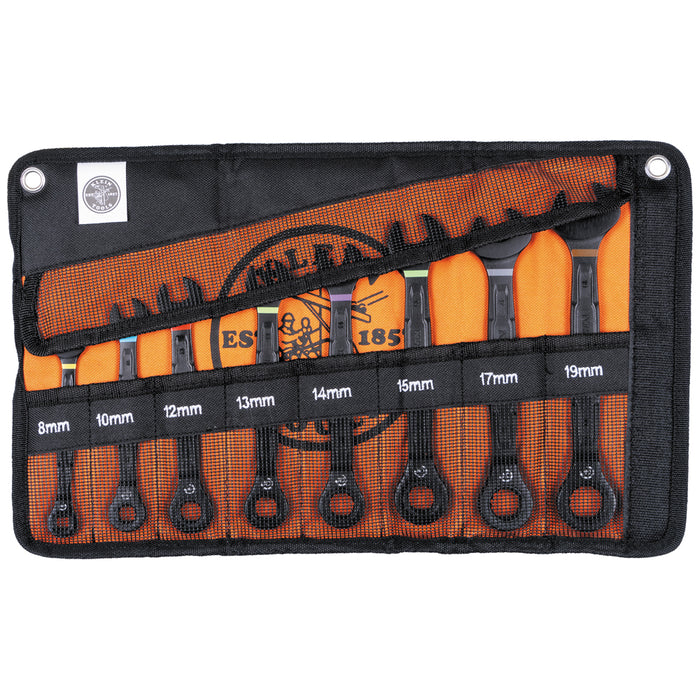 Klein Tools 90-Tooth Ratcheting Box Wrench Set, 8-Piece, Metric, Model 69408MG