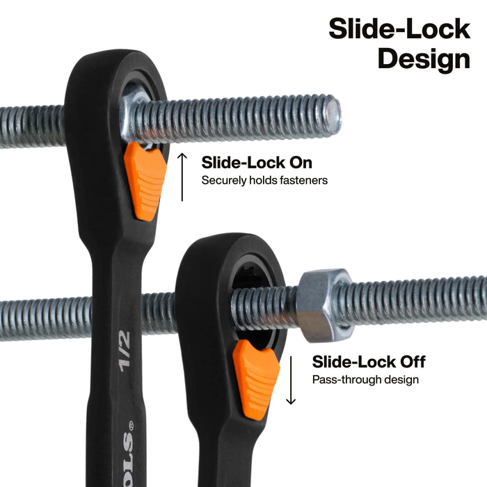 Klein Tools Ratcheting Combination Slide-Lock Wrench Set, SAE, 8-Piece