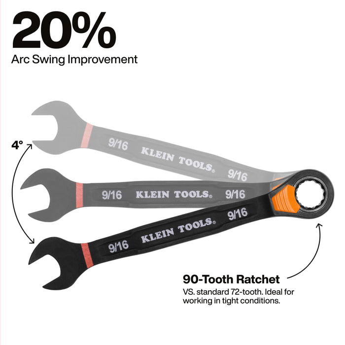 Klein Tools Ratcheting Combination Slide-Lock Wrench Set, SAE, 8-Piece