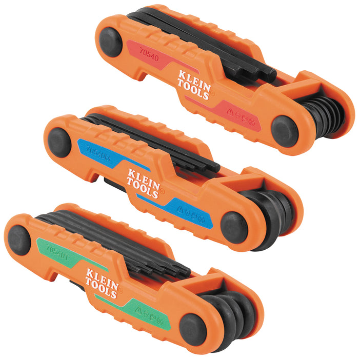 Klein Tools Compact Folding Hex Key Set, 25-Key, SAE, Metric, TORX® Sizes, 3-Piece, Model 70543*