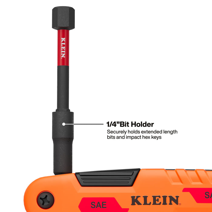 Klein Tools Extended Reach Impact Folding Hex Key Set, SAE