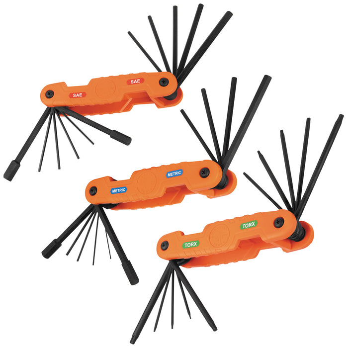 Klein Tools Pro Folding Hex Key Set, 31-Key, SAE, Metric, TORX® Sizes, 3-Piece, Model 70553*