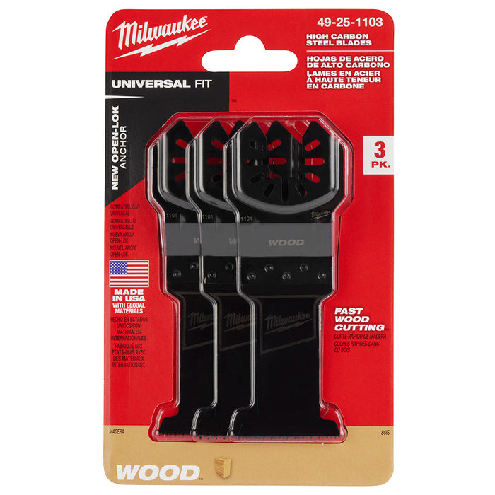 Milwaukee OPEN-LOK™ 1-3/8" HCS Wood Multi-Tool Blades (3 PK)