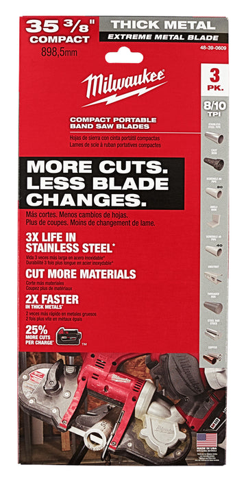 Milwaukee 35-3/8" Extreme Thick Metal Compact Band Saw Blade (3 PK)