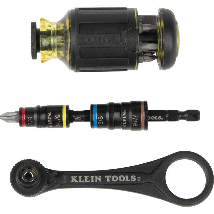 Klein Tools Flip Socket, Mini Ratchet and Multi-Bit Driver Set, 3-Piece, Model 85515HD*