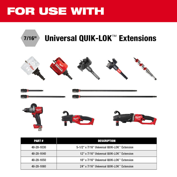 Milwaukee 5-1/2" x 7/16" Universal QUIK-LOK™ Extension
