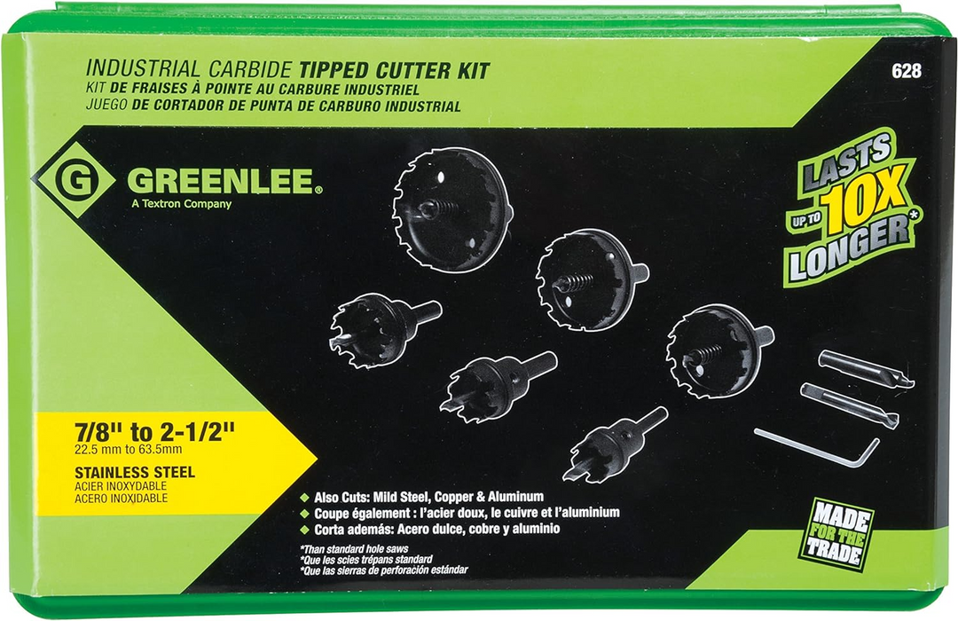 Greenlee One-Piece Carbide-Tipped Hole Cutter Set, Model 628*