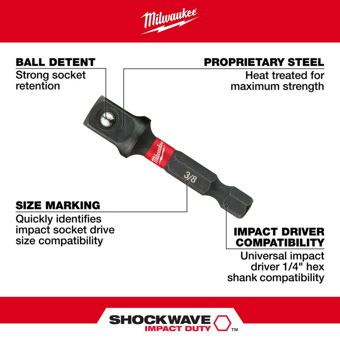Milwaukee SHOCKWAVE™ Impact Duty Hex Shank Socket Adapter Set