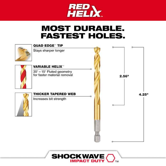 Milwaukee 9/32" SHOCKWAVE™ Impact Duty RED HELIX™ Titanium Drill Bit