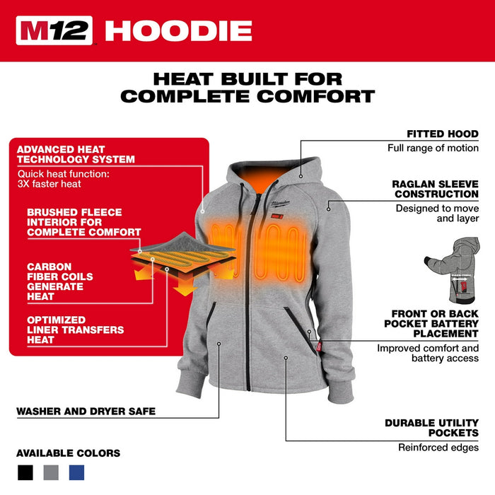Milwaukee M12™ Women's Heated Hoodie Kit Gray Medium