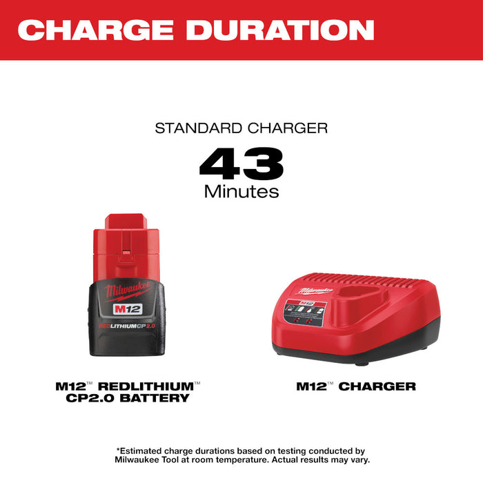 Milwaukee M12™ REDLITHIUM™ 2.0Ah Battery and Charger Starter Kit