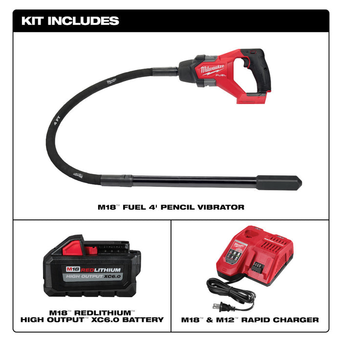 Milwaukee M18 FUEL™ 4 ft Pencil Vibrator Kit