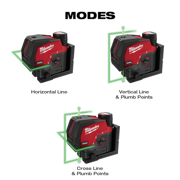 Milwaukee M12™ Green Cross Line & Plumb Points Laser Kit