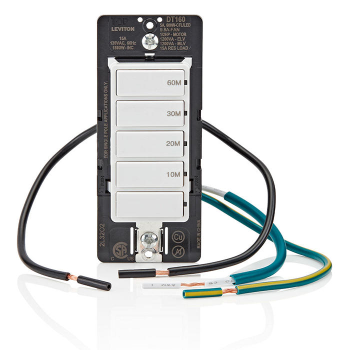 Leviton DT160-742 IN WALL 60 MINUTES TIMER SWITCH