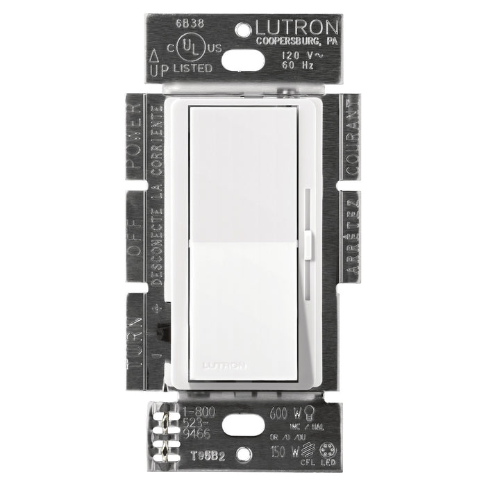 Variateur Lutron Diva CL pour ampoules fluocompactes et LED à intensité variable, puissance maximale 150 W, blanc, modèle DVCL-153PH-WHC