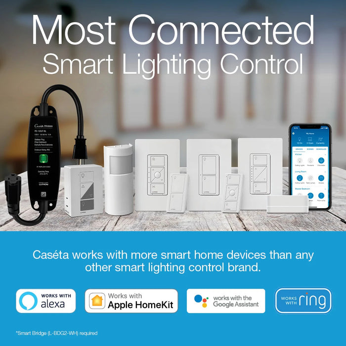Lutron Caseta Lamp Dimmer & Remote Kit, Model P-PKG1P-WH