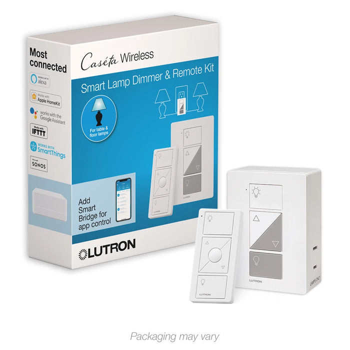 Lutron Caseta Lamp Dimmer & Remote Kit, Model P-PKG1P-WH