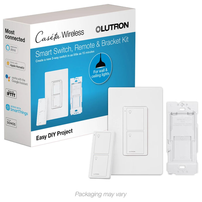 Lutron Caseta Smart Switch & Remote Kit, P-PKG1WS-WH*