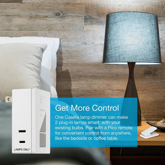 Lutron Caseta Lamp Dimmer & Remote Kit, Model P-PKG1P-WH