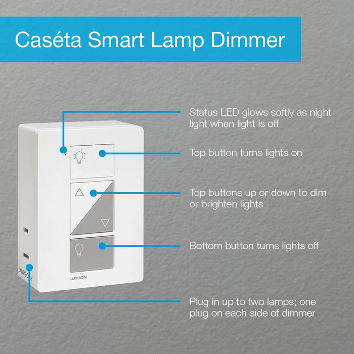 Lutron Caseta Lamp Dimmer & Remote Kit, Model P-PKG1P-WH