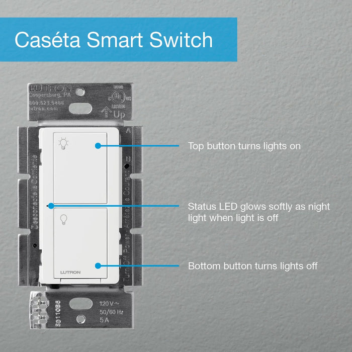 Lutron Caseta Smart Switch & Remote Kit, P-PKG1WS-WH*