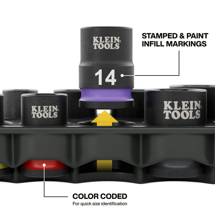 Klein Tools Grab-And-Go Impact Socket Set Metric 10pc  33809M