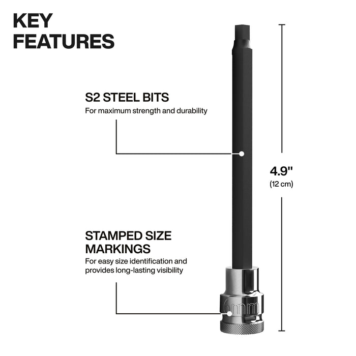 Klein Tools Long Hex Bit Socket Set, SAE and Metric, 16-Piece  652216HEXL