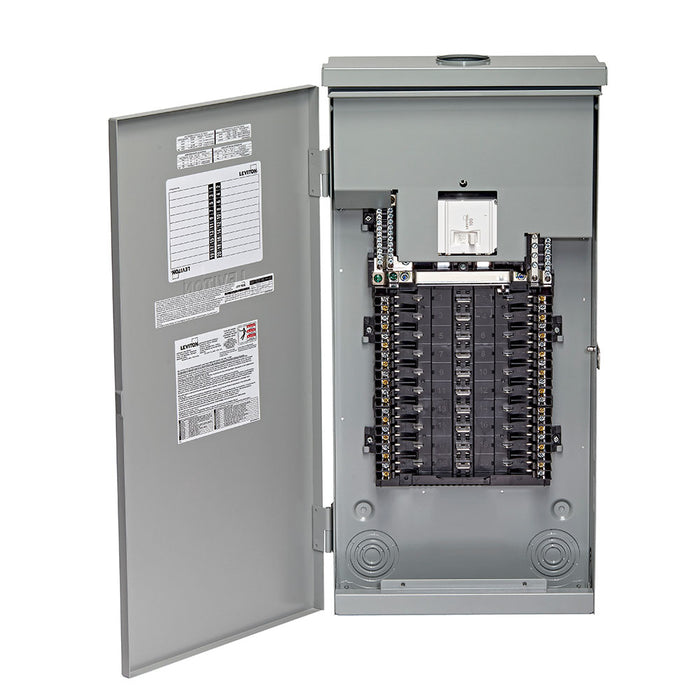 Leviton 100A 120/240V 20 Circuit 20 Spaces Outdoor Load Center Enclosure and Interior with Main Breaker, Model LR210-BDC