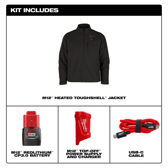 Milwaukee M12 Heated TOUGHSHELL Jacket Kit - Black, 3X