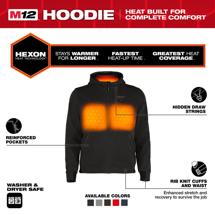 Milwaukee M12 Heated Hoodie Kit - Black, Medium