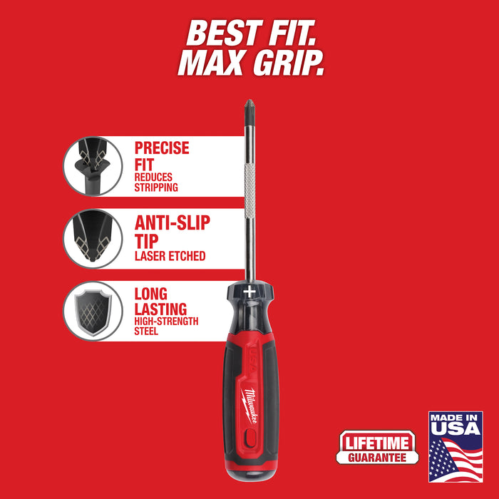 Milwaukee 6 PC. Cushion Grip Screwdrivers Set (USA) w/PACKOUT Low-Profile Compact Organizer
