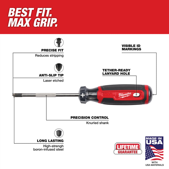 Milwaukee 6 PC. Cushion Grip Screwdrivers Set (USA) w/PACKOUT Low-Profile Compact Organizer