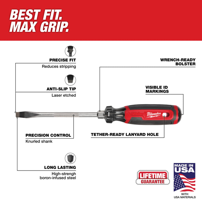 Milwaukee 6 PC. Cushion Grip Screwdrivers Set (USA) w/PACKOUT Low-Profile Compact Organizer