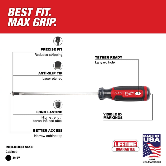 Milwaukee 6 PC. Cushion Grip Screwdrivers Set (USA) w/PACKOUT Low-Profile Compact Organizer