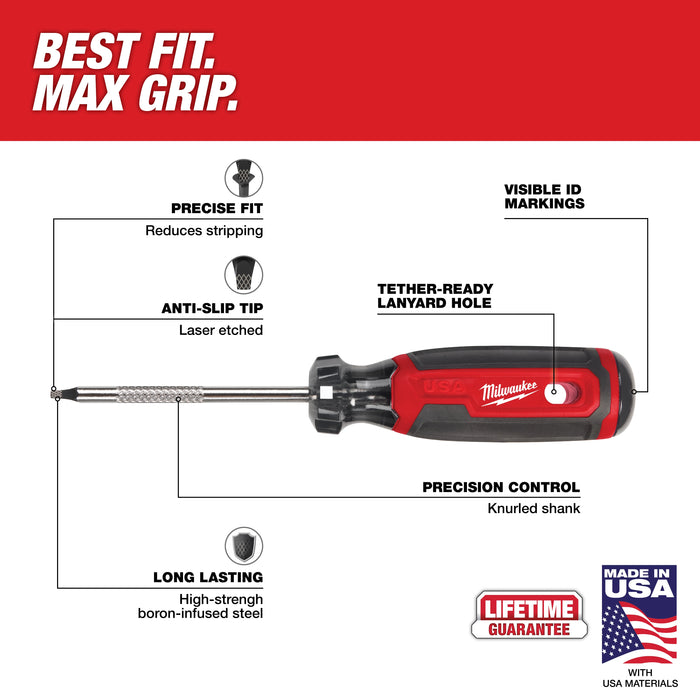 Milwaukee 6 PC. Cushion Grip Screwdrivers Set (USA) w/PACKOUT Low-Profile Compact Organizer